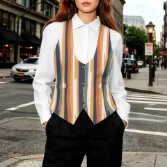 Women's Sleeveless Suit Vest with Buttons thumbnail 1