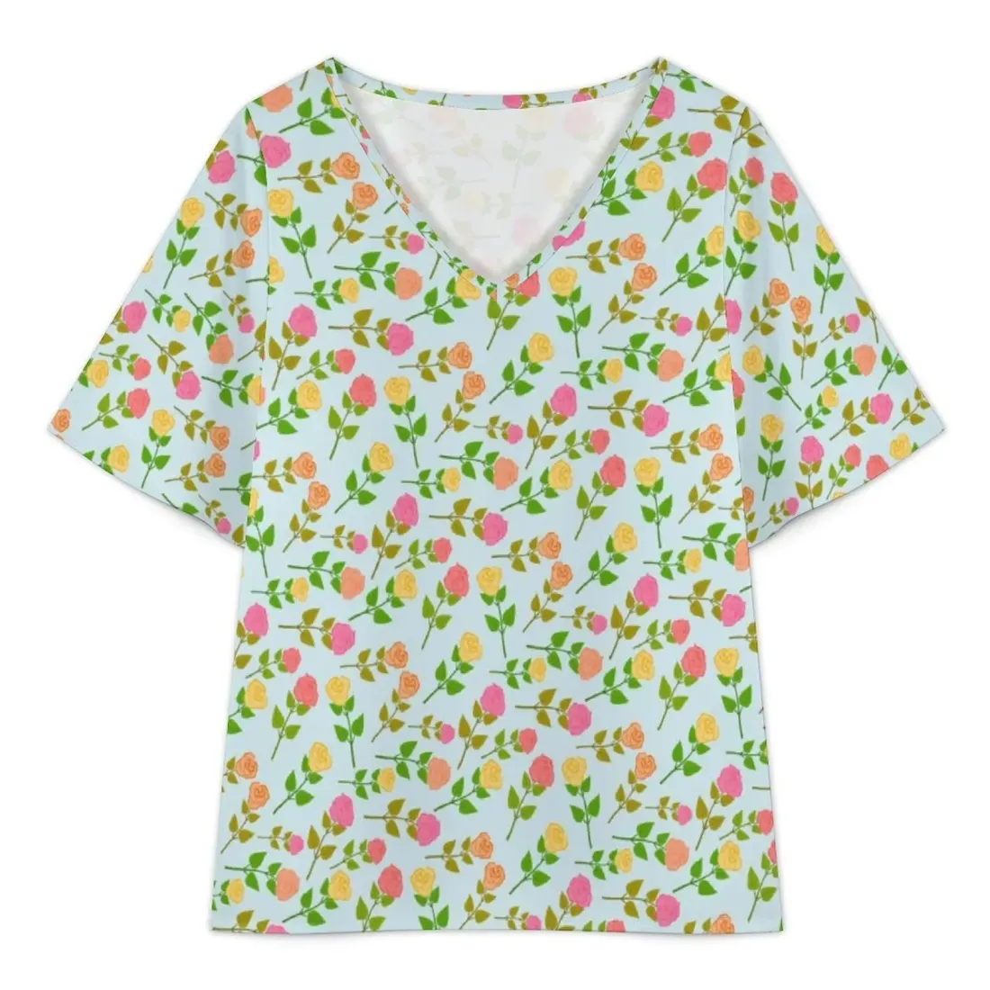 Women's V-Neck Cold Shoulder Flutter Sleeve Blouse — photo 3