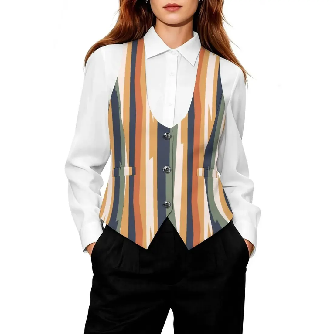 Women's Sleeveless Suit Vest with Buttons — photo 2