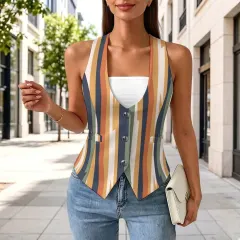 Women's Sleeveless Suit Vest with Buttons thumbnail 3