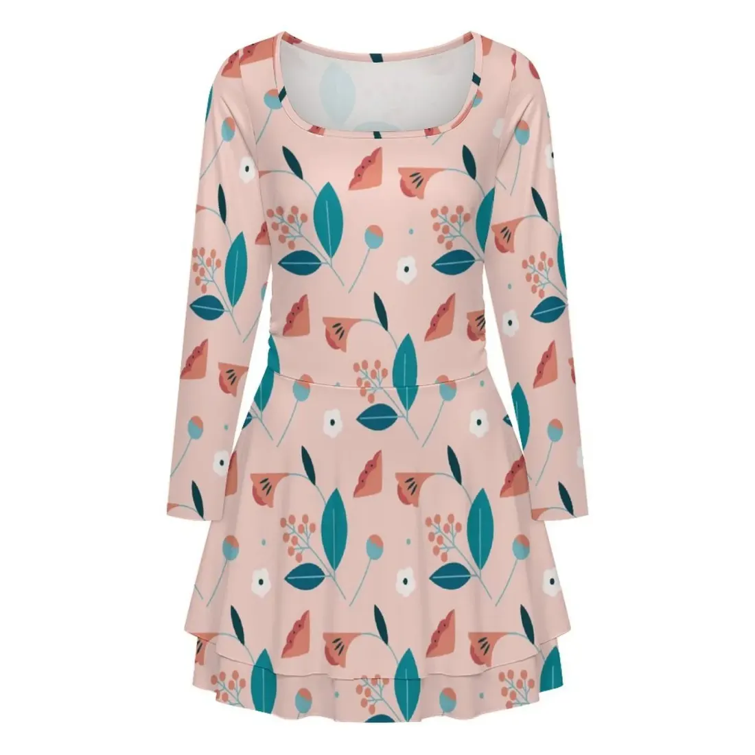 Women's Square Neck Ruffled Mini Dress — photo 4