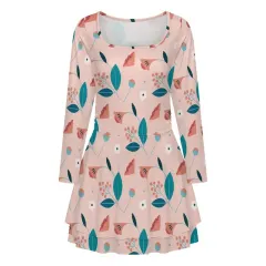 Women's Square Neck Ruffled Mini Dress thumbnail 4