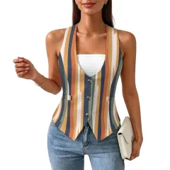 Women's Sleeveless Suit Vest with Buttons thumbnail 4