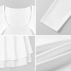 Women's Square Neck Ruffled Mini Dress thumbnail 6