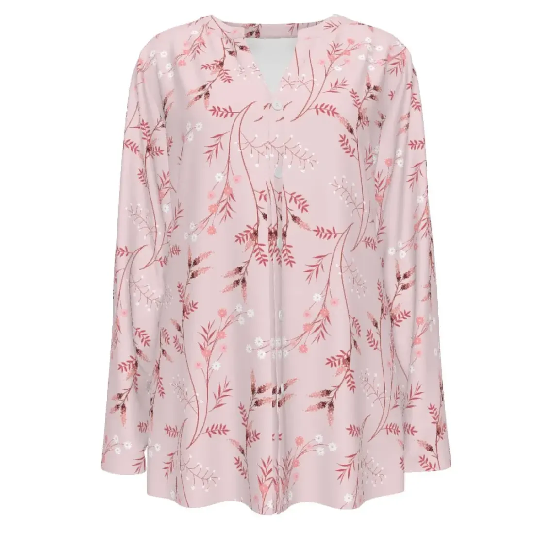 Women's Split Neck Button-Down Long Sleeve Top — photo 2