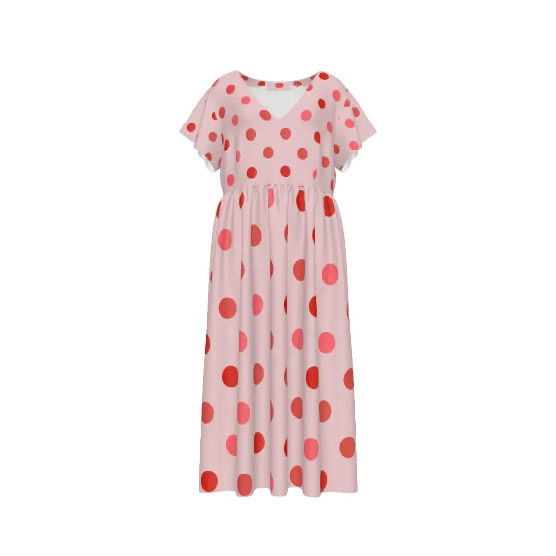 Women's Chiffon V-neck Short-Sleeved Loose Dress — photo 2