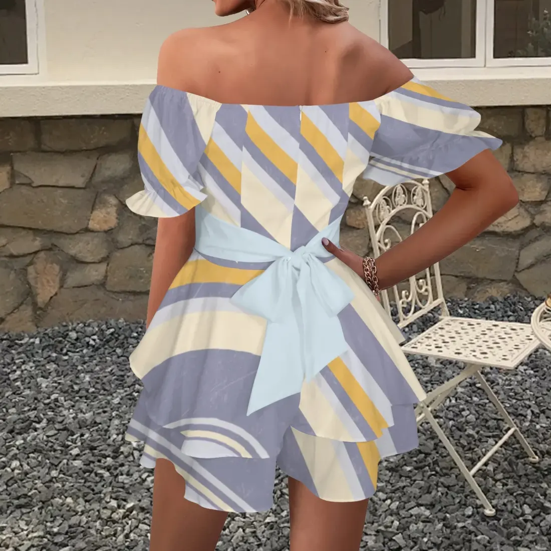 Women's Off Shoulder Ruffle Hem Dress — photo 3