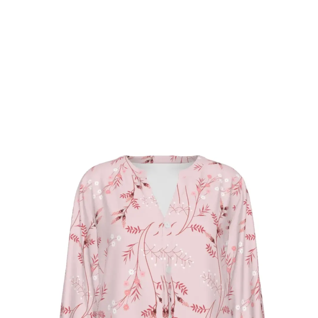 Women's Split Neck Button-Down Long Sleeve Top — photo 6
