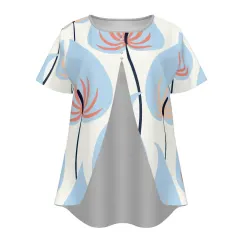 Women's Layered Front Shirt with Decorative Button thumbnail 2