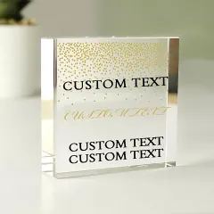 Personalised Gold Confetti Crystal Token, Custom Glass Keepsake, Wedding Anniversary Gift UK thumbnail 2