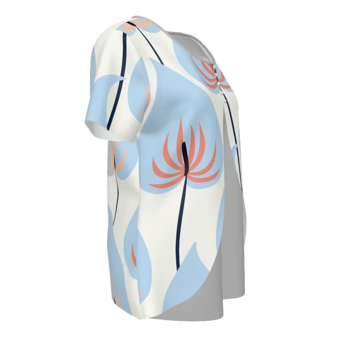 Women's Layered Front Shirt with Decorative Button — photo 4