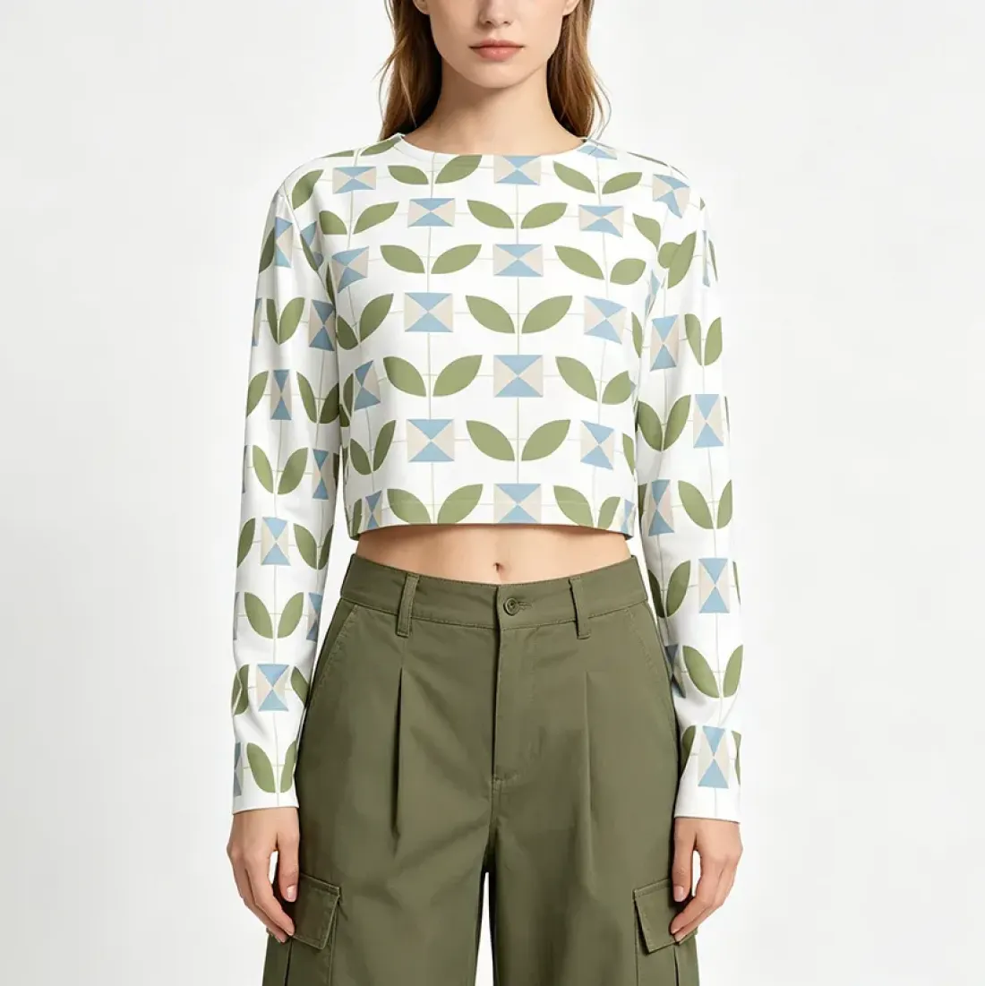 Women's Cropped Crew Neck Sun Protection Shirt — photo 2