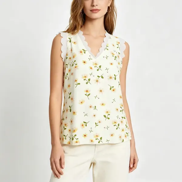 Women's Lace Trim V-Neck Tank Top
