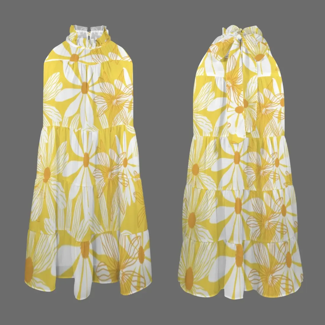 Halter Pleated Sleeveless Casual Dresses — photo 4
