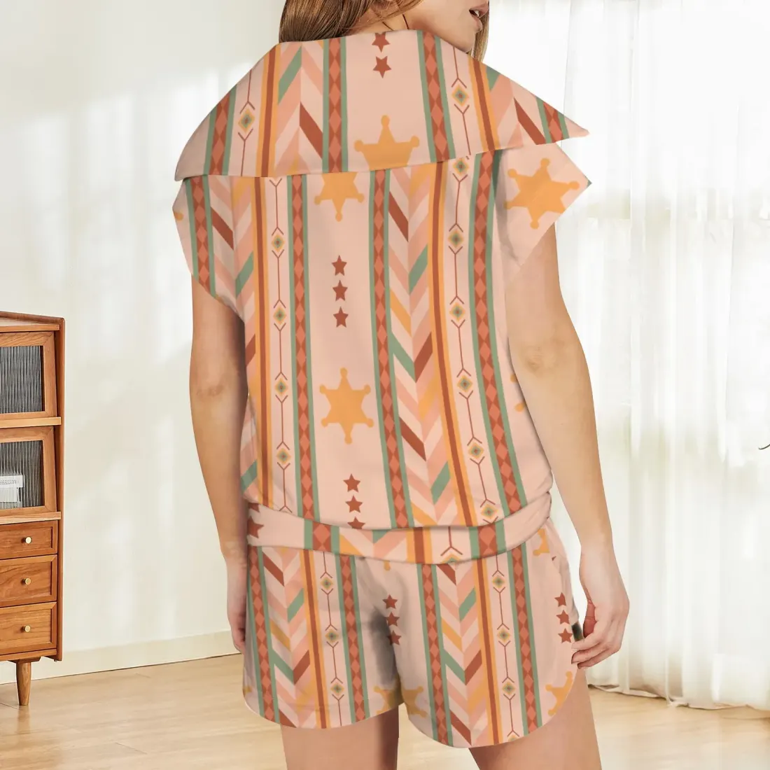 Women's Collared Half-Zip Top with Drawstring Shorts Set — photo 3