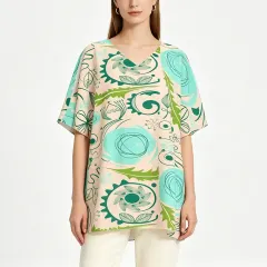 Women's Sexy Cold Shoulder V-Neck Shirt thumbnail 1