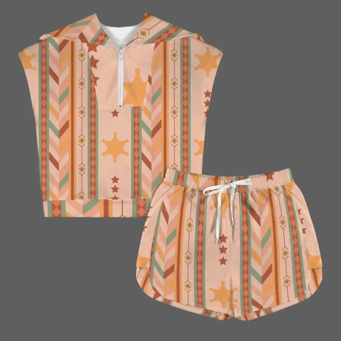 Women's Collared Half-Zip Top with Drawstring Shorts Set — photo 4