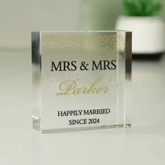 Personalised Gold Confetti Crystal Token, Custom Glass Keepsake, Wedding Anniversary Gift UK thumbnail 6