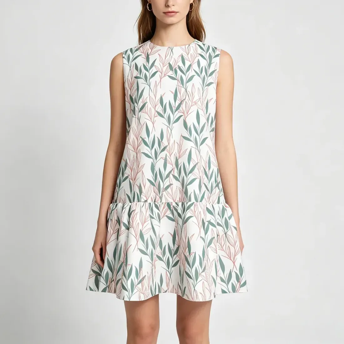Women's Sleeveless Dress with Ruched Hem and Zipper