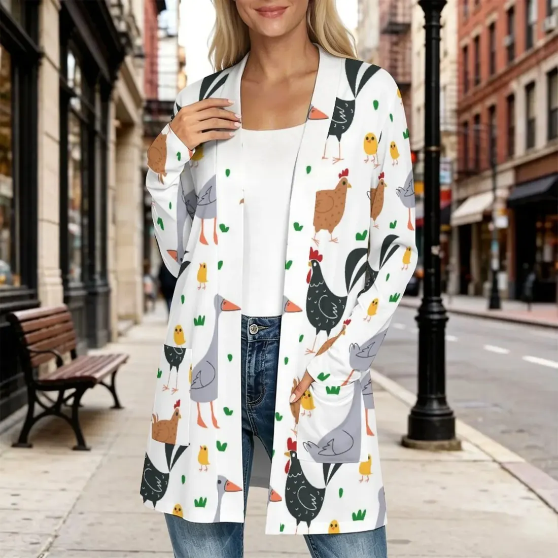 Women's Long Sleeve Cardigan With Pockets