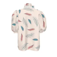 Women's Ruffle High Neck Puff Sleeve Top thumbnail 3