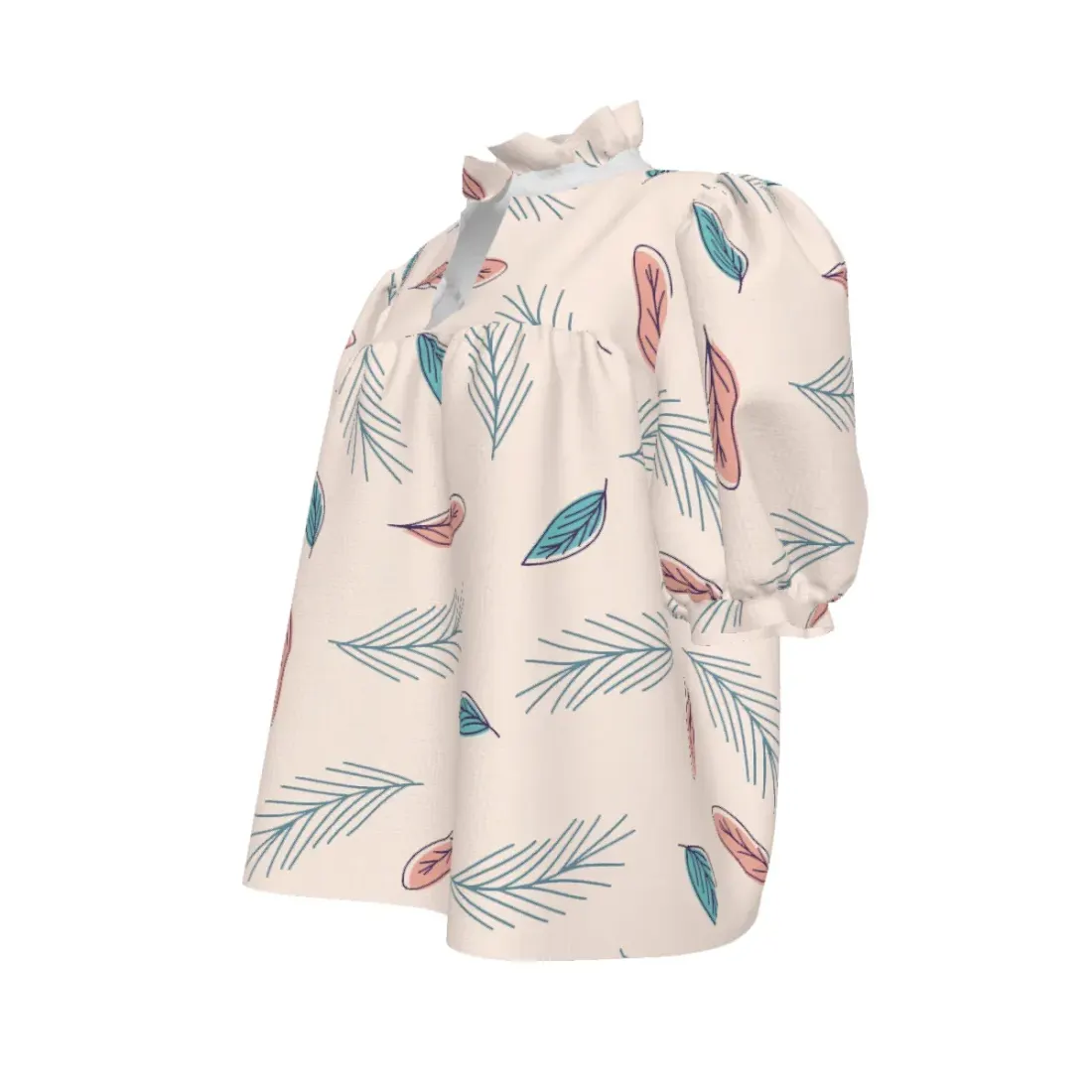 Women's Ruffle High Neck Puff Sleeve Top — photo 5