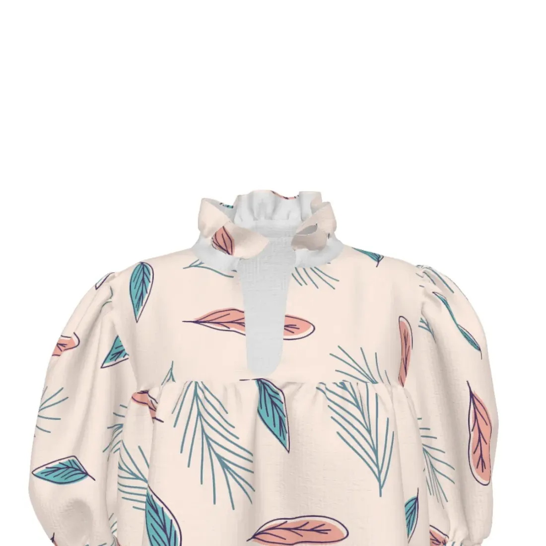 Women's Ruffle High Neck Puff Sleeve Top — photo 6