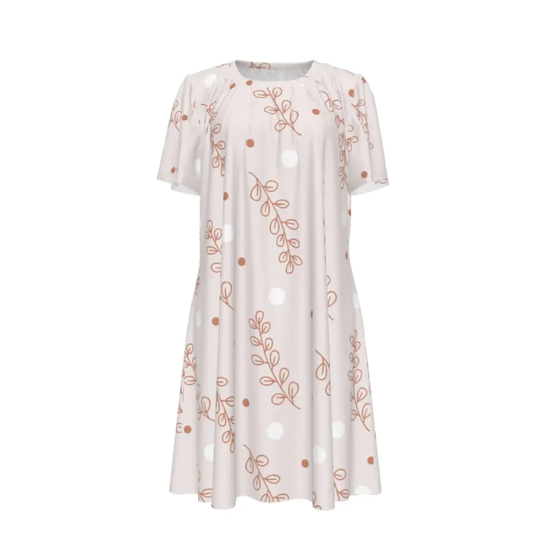 Women's Crew Neck Ruched Bubble Sleeve Dress — photo 2