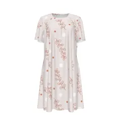 Women's Crew Neck Ruched Bubble Sleeve Dress thumbnail 2