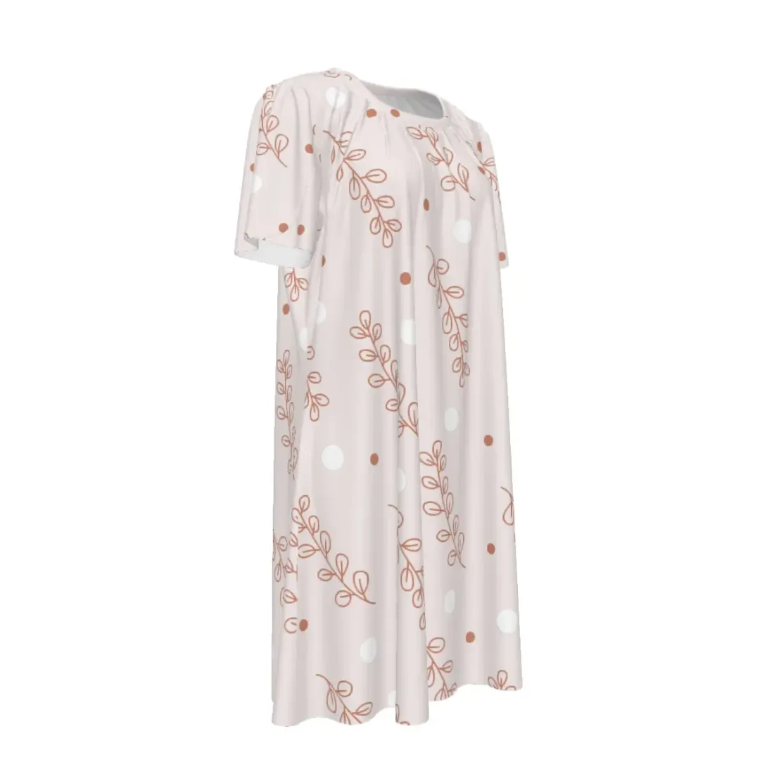 Women's Crew Neck Ruched Bubble Sleeve Dress — photo 4