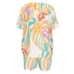 Women's V-Neck Short Sleeve Pajama Set thumbnail 3