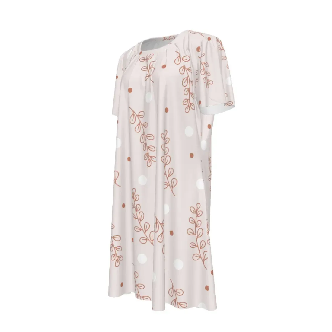 Women's Crew Neck Ruched Bubble Sleeve Dress — photo 5