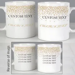 Personalised Gold Confetti Wedding Mug Set, Custom Mr and Mrs Ceramic Cups thumbnail 2