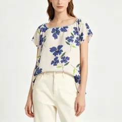 Women's Casual Crew Neck Pleated Shirt thumbnail 1