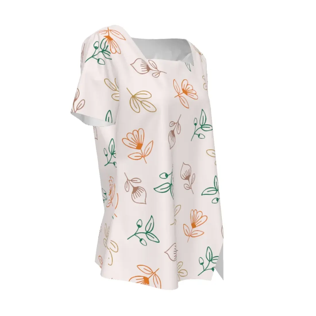 Women's Square Neck Asymmetrical Hem Short Sleeve T-Shirt — photo 4