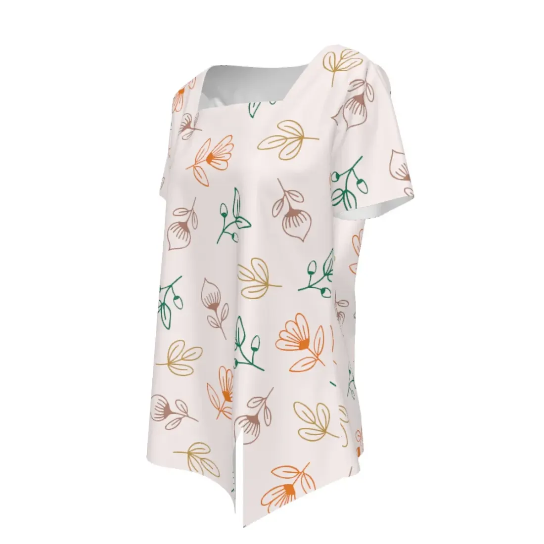 Women's Square Neck Asymmetrical Hem Short Sleeve T-Shirt — photo 5