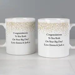 Personalised Gold Confetti Wedding Mug Set, Custom Mr and Mrs Ceramic Cups thumbnail 4