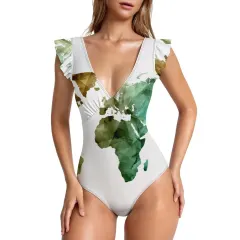 Ruffled Plunge One-Piece Swimwear thumbnail 2