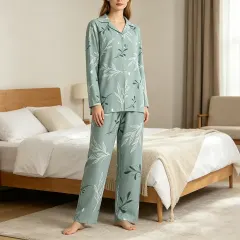 Notched Lapel Pajama Set with Pockets thumbnail 1