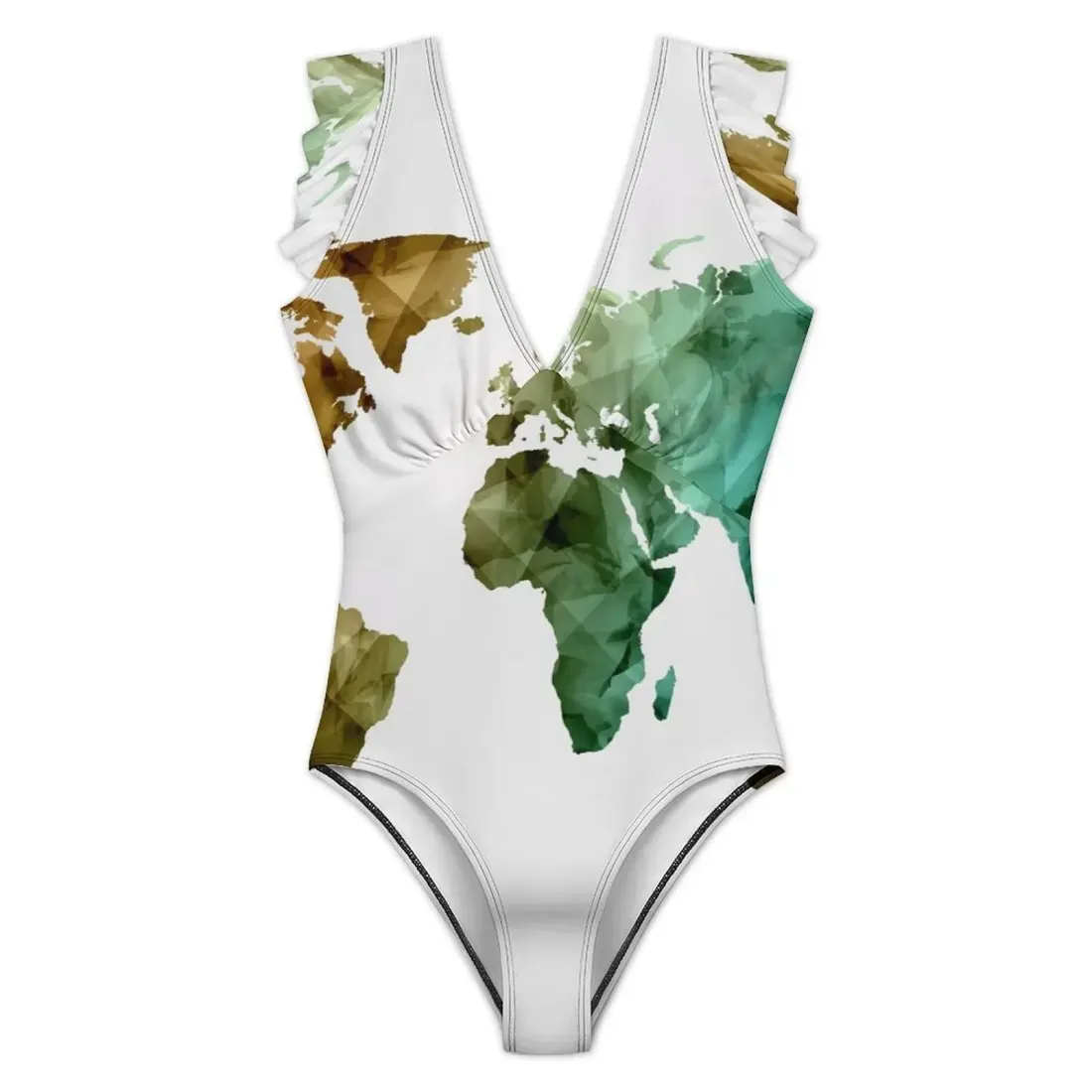 Ruffled Plunge One-Piece Swimwear — photo 3