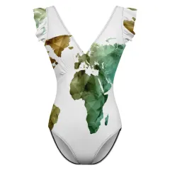 Ruffled Plunge One-Piece Swimwear thumbnail 4