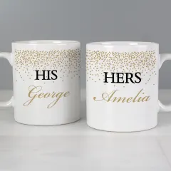 Personalised Gold Confetti Wedding Mug Set, Custom Mr and Mrs Ceramic Cups thumbnail 5