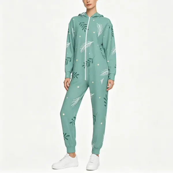 Women's Long-sleeve Hooded Zipper Sweatshirt and Sweatpants Set.