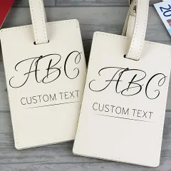 Personalised Couples Cream Luggage Tags, Mr And Mrs Suitcase Labels, Classic Travel Gift UK thumbnail 2