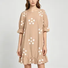 Women's Ruffle Hem Crew Neck Dress thumbnail 1