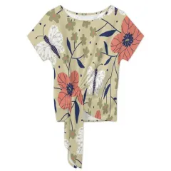 Women's Side-Tie Short Sleeve Top & Wide-Leg Pants Set thumbnail 3
