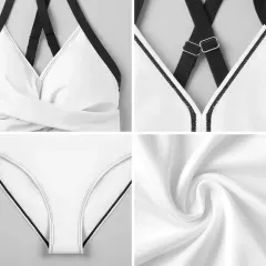 Women's V-neck One-piece Swimsuit with Cutout thumbnail 6