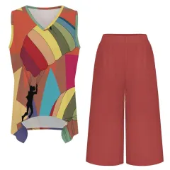 Sleeveless Top & Cropped Wide-Leg Pants Set thumbnail 5
