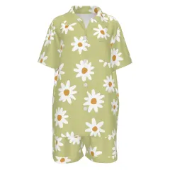 Women's V-Neck Short Sleeve Pajama Set with Chest Pocket thumbnail 2