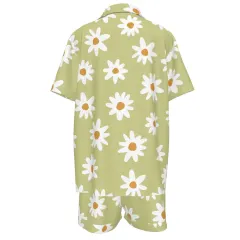 Women's V-Neck Short Sleeve Pajama Set with Chest Pocket thumbnail 3